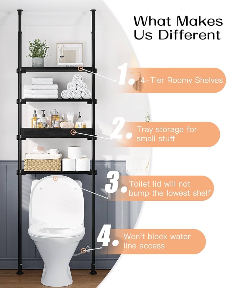 MINNANO SEPARATE BATH ＆ TOILET XXL Amazon.com: ALLZONE 4-Tier Over The Toilet Storage Shelf